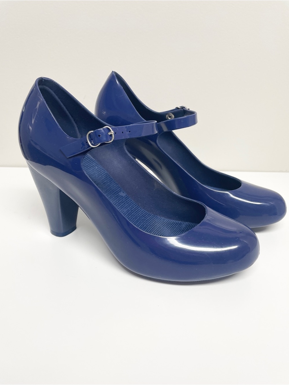 Melissa Glossy Navy Mary Jane Heels
